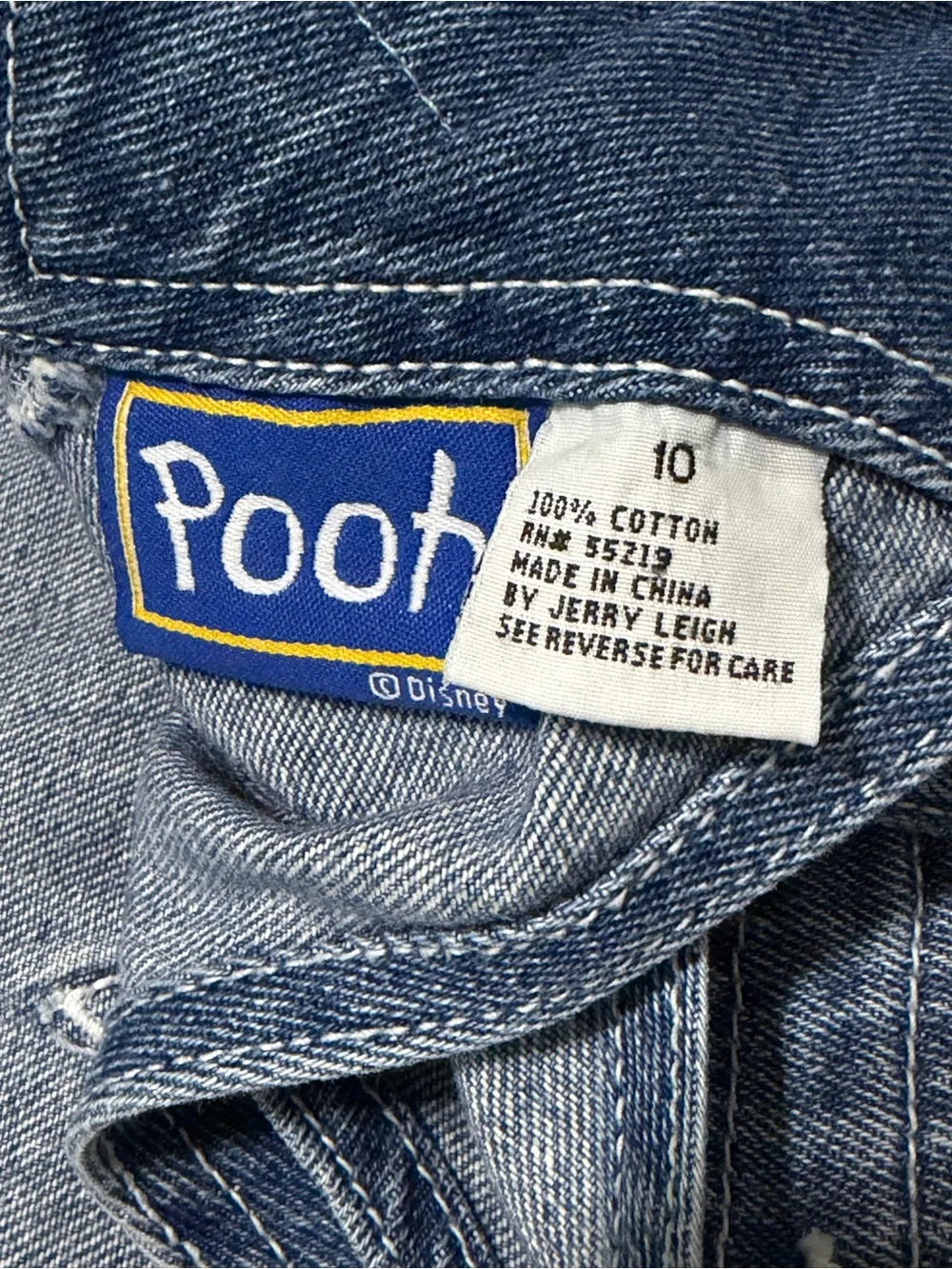 Vintage 90s Disney Winnie Pooh Tigger Blue Denim Jean Cargo Overalls Sz 10 Youth
